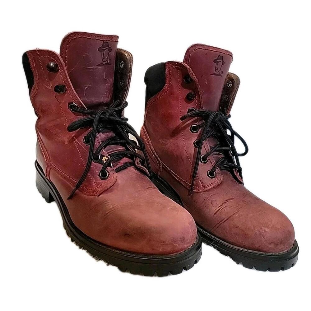 Havanna Joe Red size 41/US 10 leather combat boots lace up